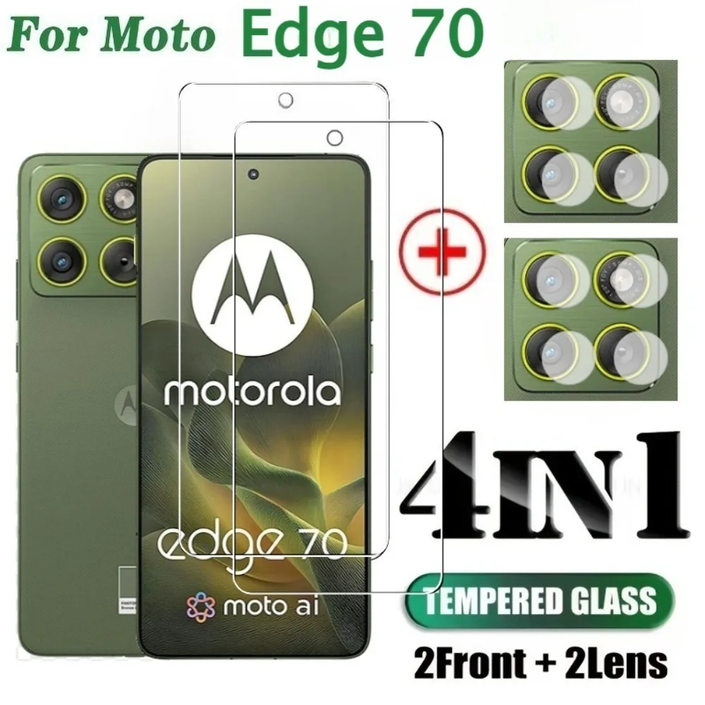 4-in-1-Displayschutzfolie für Motorola Edge 70 High-Definition mit Linsenfolie, vollständig abdeckendes Glas für Motorola Moto Edge 70 Film