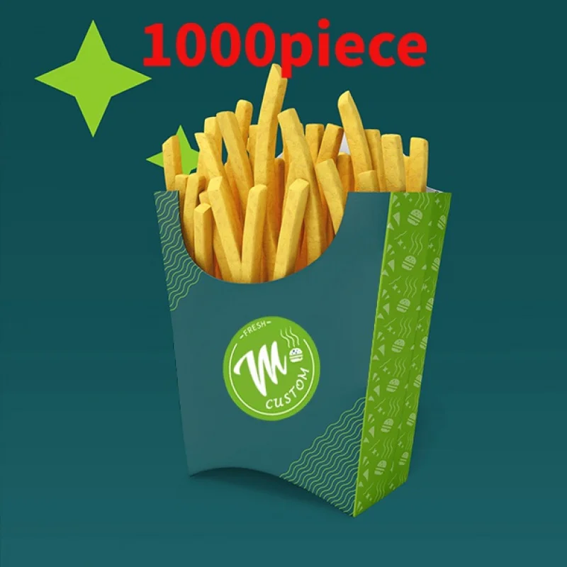 10 00piece.Custom.One-Stop Customization Logo Printed Sticker Food Packaging Recyclable Burger Boxes Wrapping Paper French Fries