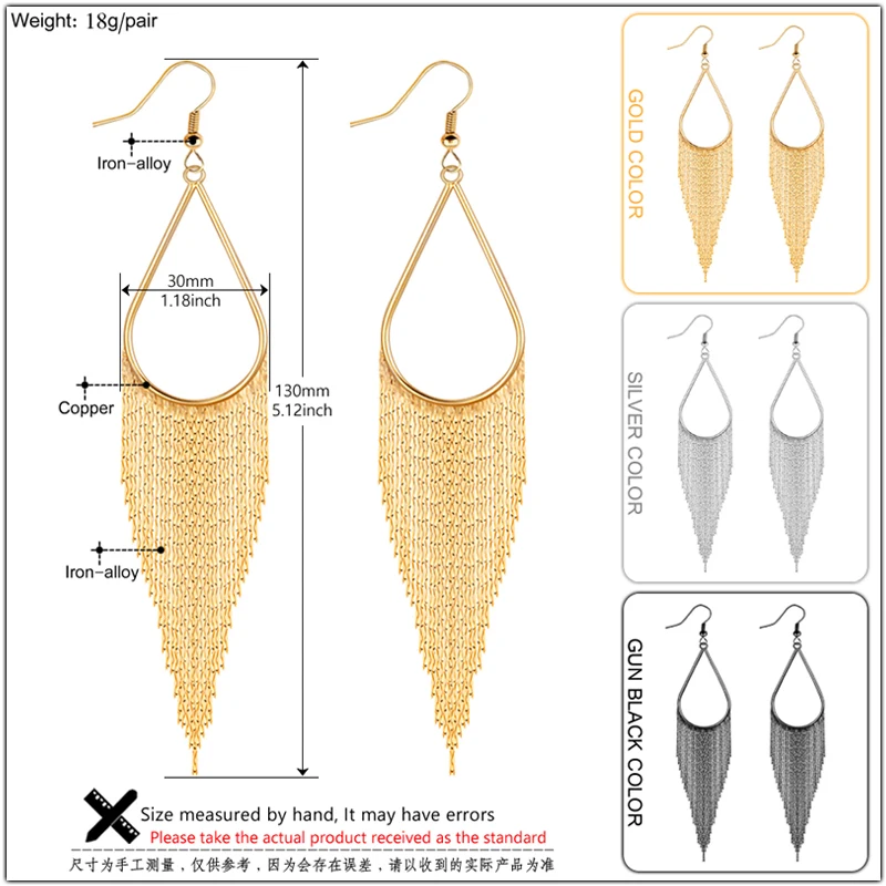 Baroque Long Tassels Dangle Earrings for Women Accessories Wedding Bride Big Water Drop Earring Fashion Jewelry Friendship Gifts
