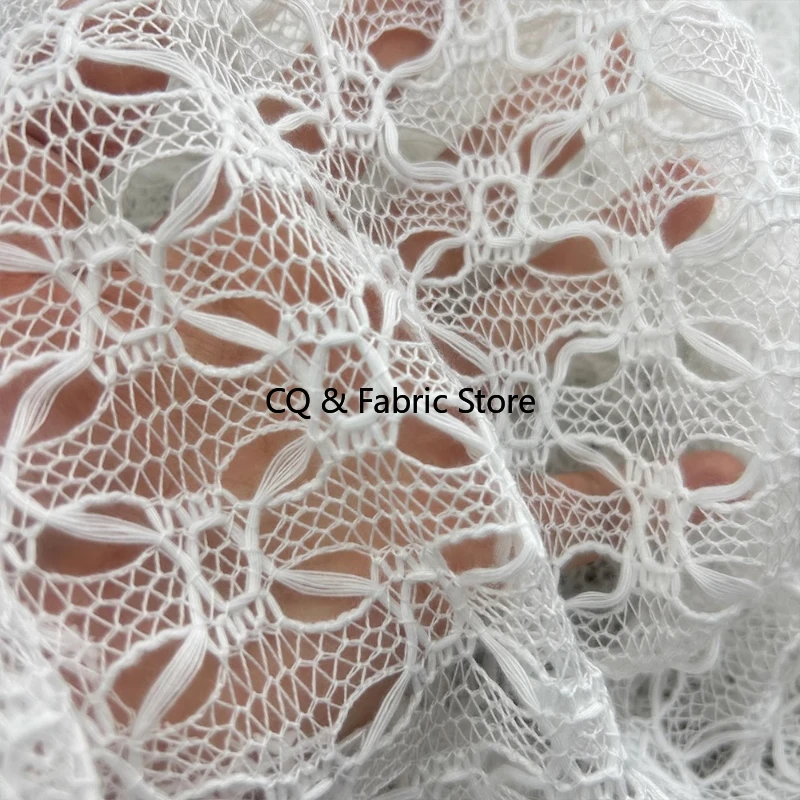 

Black White Knitted Mesh Fabric Creative Design Yarn Sweater Lace Clothing Material