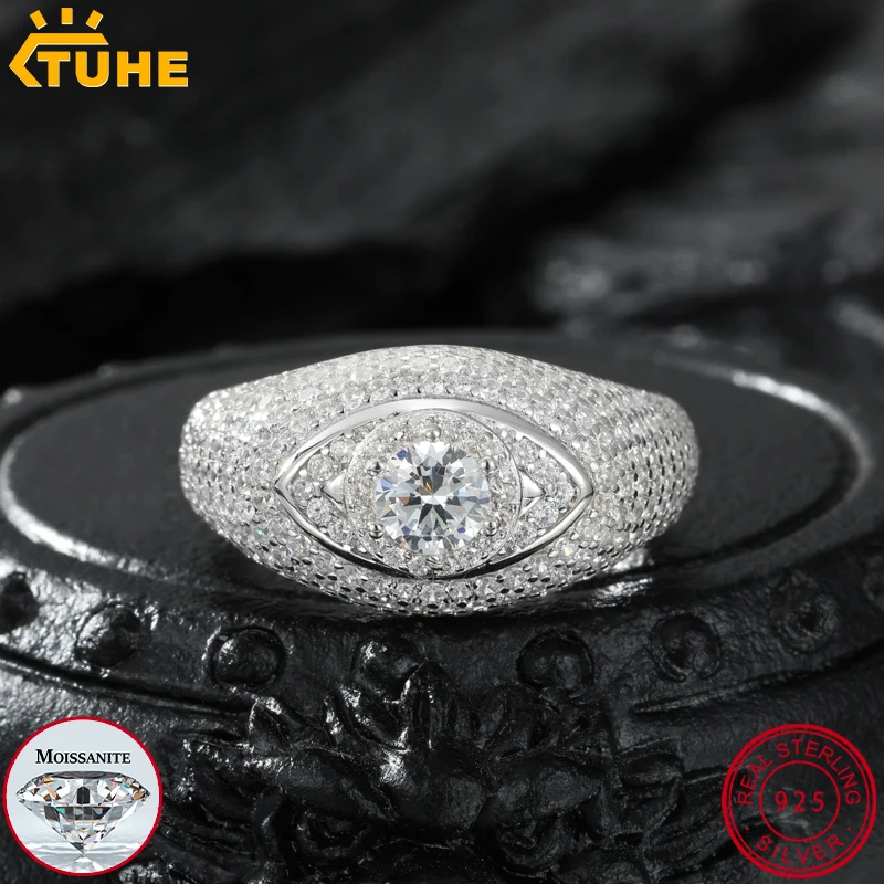 TUHE Unisex 925 Sterling Silver Rings Blue Devil's Eye Rings For Women Girls Jewelry Birthday Anniversary Gifts
