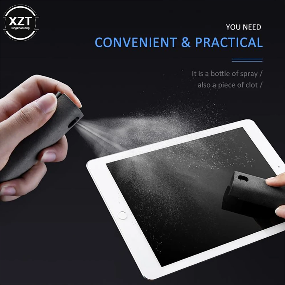 2 In 1 Phone Screen Cleaner Spray Computer Screen Dust Removal Microfiber Cloth Set Cleaning Artifact Without Cleaning Liquid