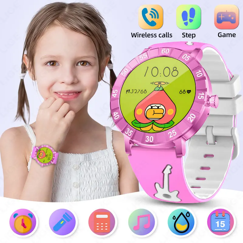 

New Kids Smart Watch 2026 HRV SOS Child SmartWatch LED Flashlight Wireless Call IP67 Waterproof Watches Boys Girls Children Gift