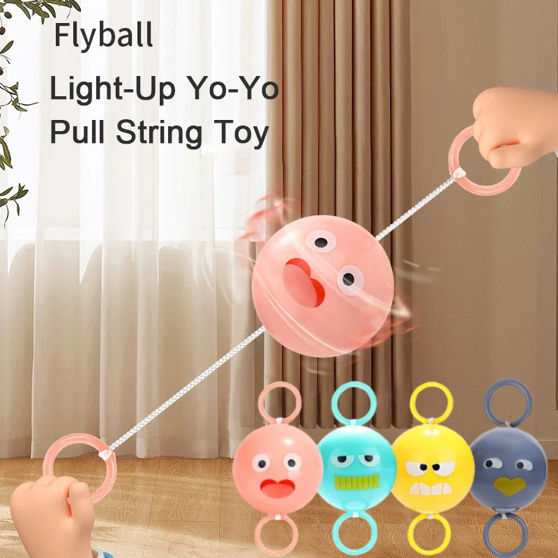 Luminous Pull-String Spinner Toy Flashing Flywheel For Primary Kindergarten Kids 90s Retro Skill-Building Toy