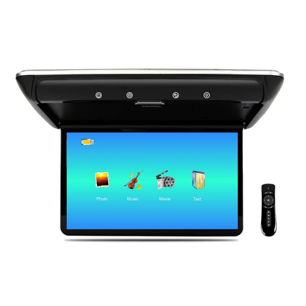 Car Roof Monitor IPS 13.3 Inch Flip Down Screen Overhead Multimedia Video Ceiling Roof Mount Display Car Monitor MP5