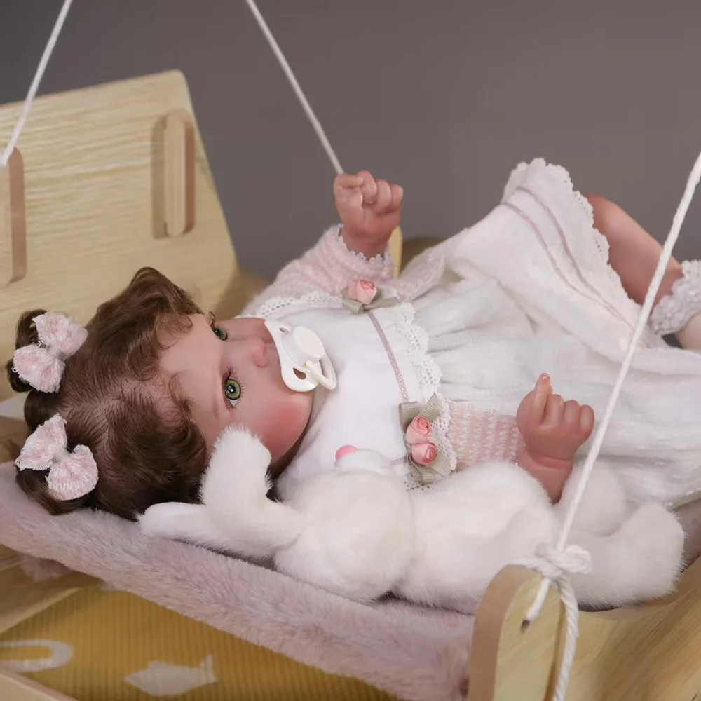 Cloveray 24 inch Original Realistic Reborn Baby Doll Soothe High-quality Vinyl Doll With Rabbit doll Baby Companion Toy Kid Gift