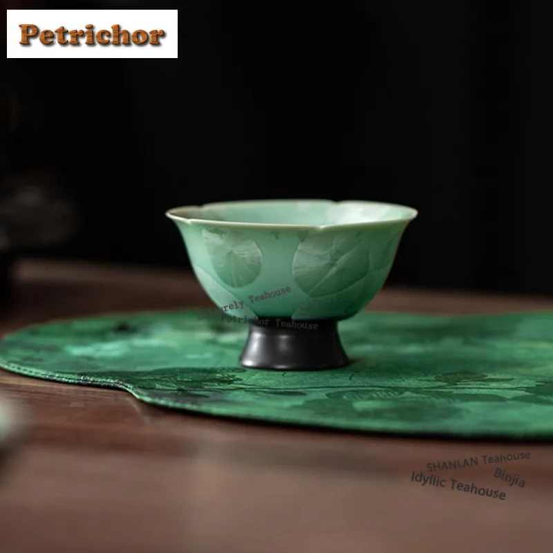 

50 мл Печь Fambe Ice Flower High Foot Crystal Glaze Чайная чашка Элегантная чайная чаша Глечик для дегустации чая Ароматическая чашка Чашка Chazhan Master Cups