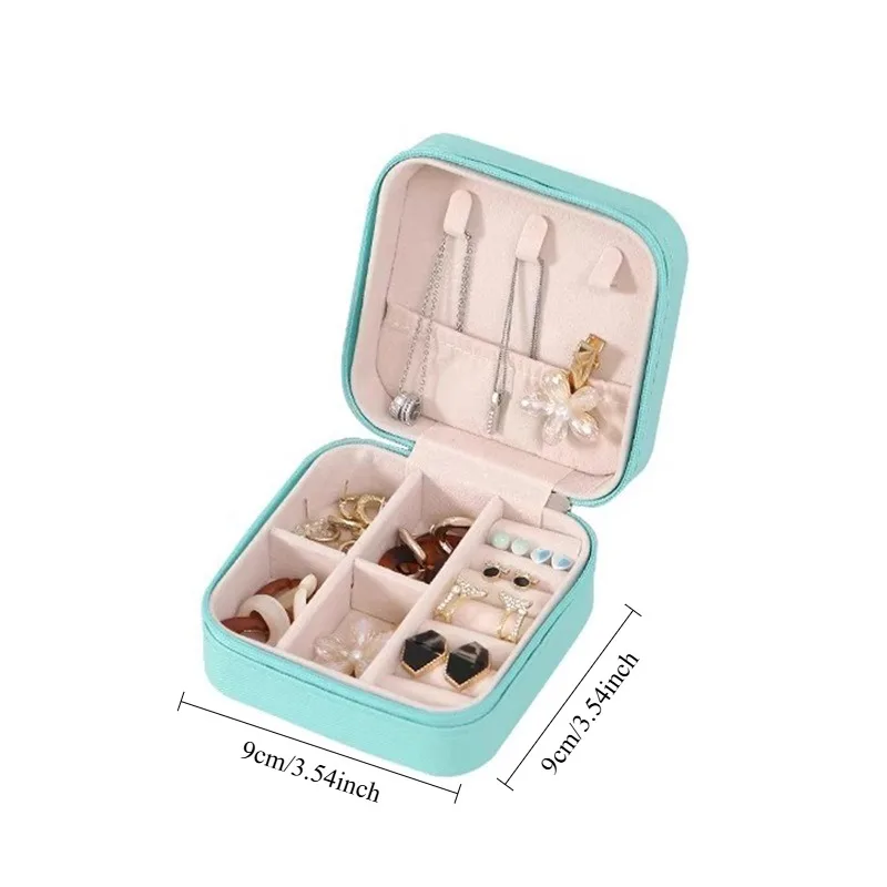 صندوق مجوهرات محمول للسفر منظم حقيبة تخزين مجوهرات صغيرة مع مقصورات للخواتم والأقراط والقلائد
