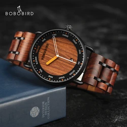 BOBO BIRD-reloj de madera de cuarzo para hombre, cronógrafo de pulsera personalizado, con indicador de fecha, informal, único, regalo de Navidad y vacaciones