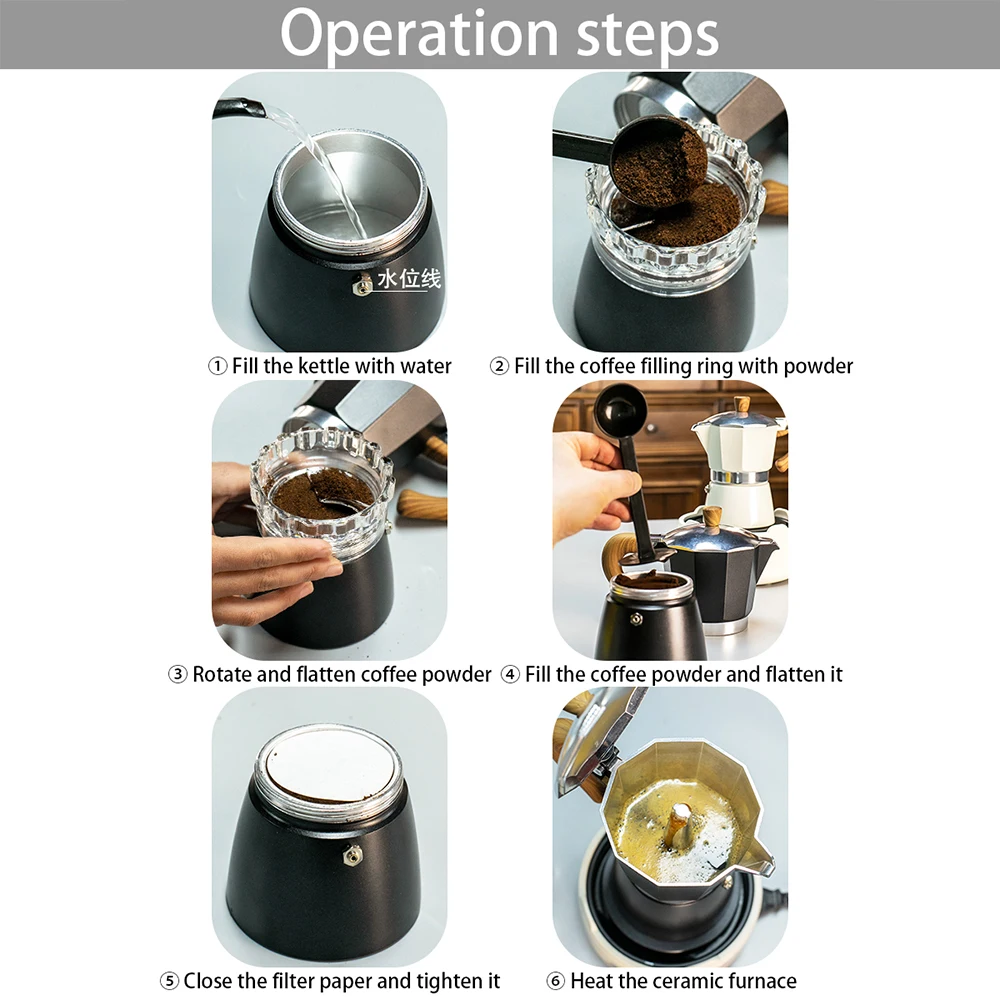 وعاء قهوة موكا كلاسيكي بمقبض، فلتر قابل لإعادة الاستخدام، تشغيل يدوي، مناسب للمطبخ المنزلي