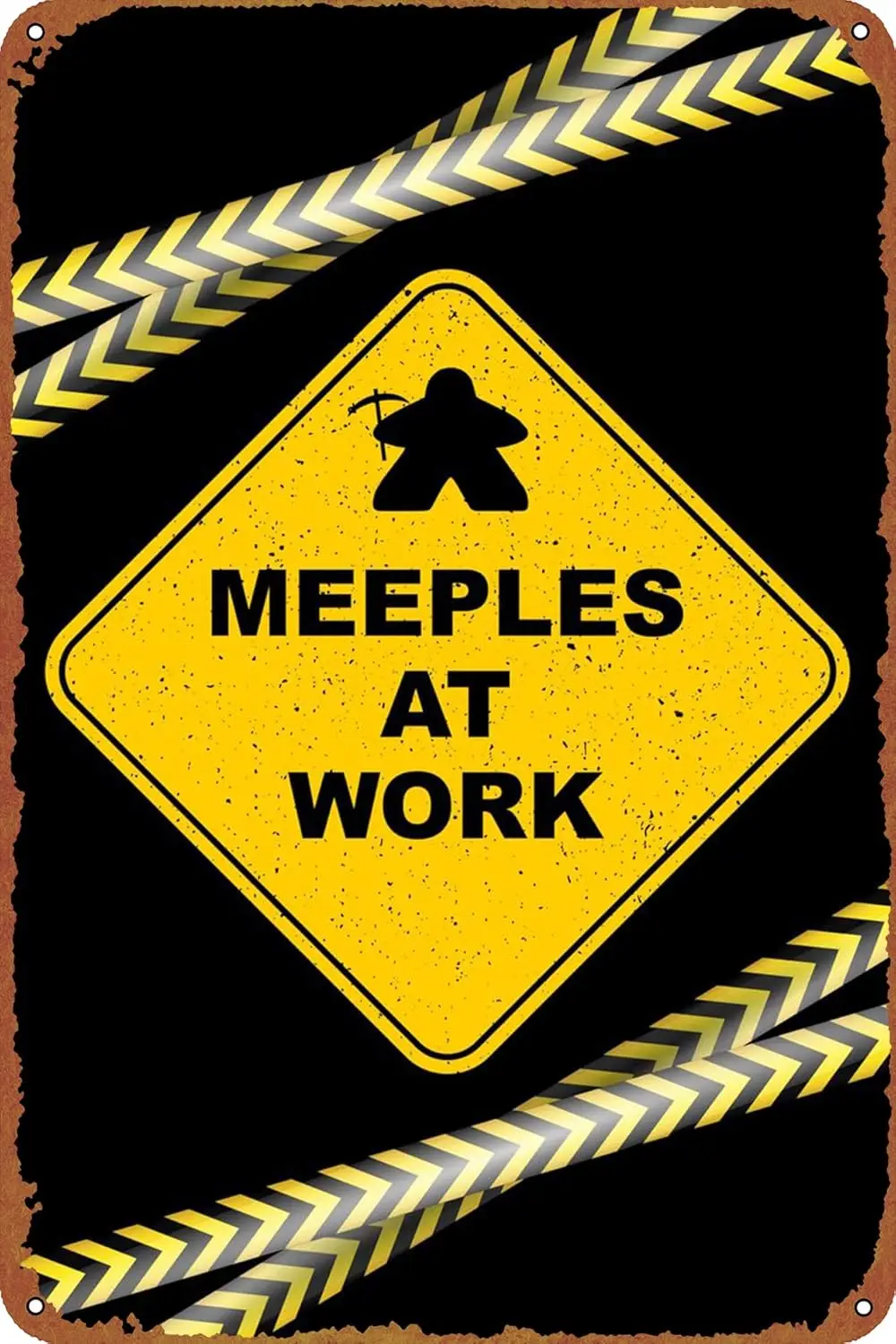 Meeple at work Game Poster Metal Plaque Tin Sign,Vintage Metal Pub Club Cafe bar Home Wall Art Decoration Poster Retro 8x12 sign