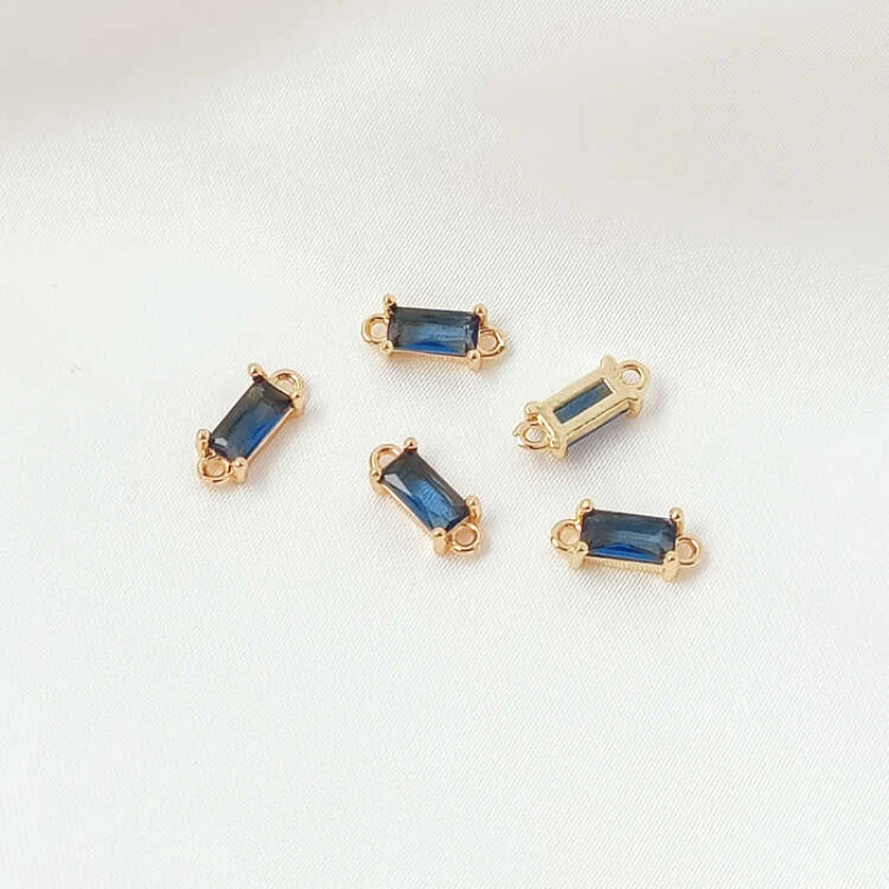 5 Pezzi Nuovo 14K Rame Placcato Oro Colore Zirconia Doppio Appeso Barra Lunga Piccolo Ciondolo Fatto A Mano Collana FAI DA TE Accessori di Gioielli