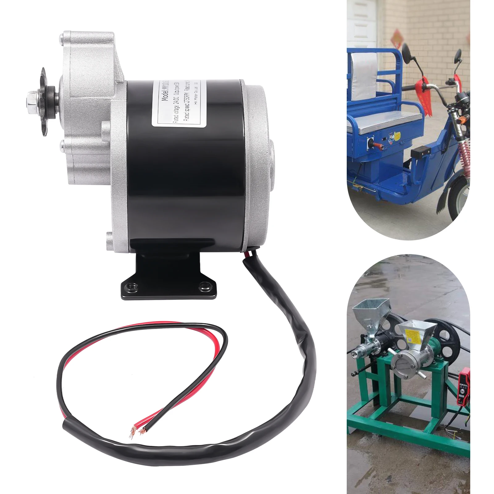 Electric Scooter Motor, 350W, Pure Copper Brushed Design, 9.78:1 Reduction Ratio, Reversible Rotation, Compact, Low Noise