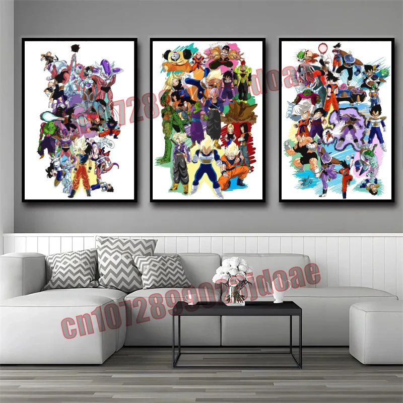 

Dragon Ball Goku Vegeta Character Collection HD Frameless Canvas Painting Anime Art Mural Background Wall Decoration Best Gift