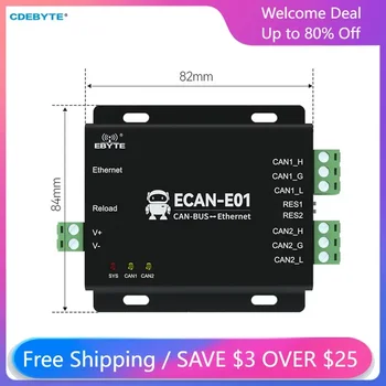 CAN2.0 이더넷 데이터 변환기, 양방향 투명 전송, DC 8V ~ 28V, TCP/UDP CANBUS to RJ45 클라우드 전송 ECAN-E01S