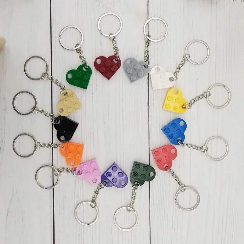 Fun Couple Building Block Heart-shaped Keychain 2-in-1 Detachable