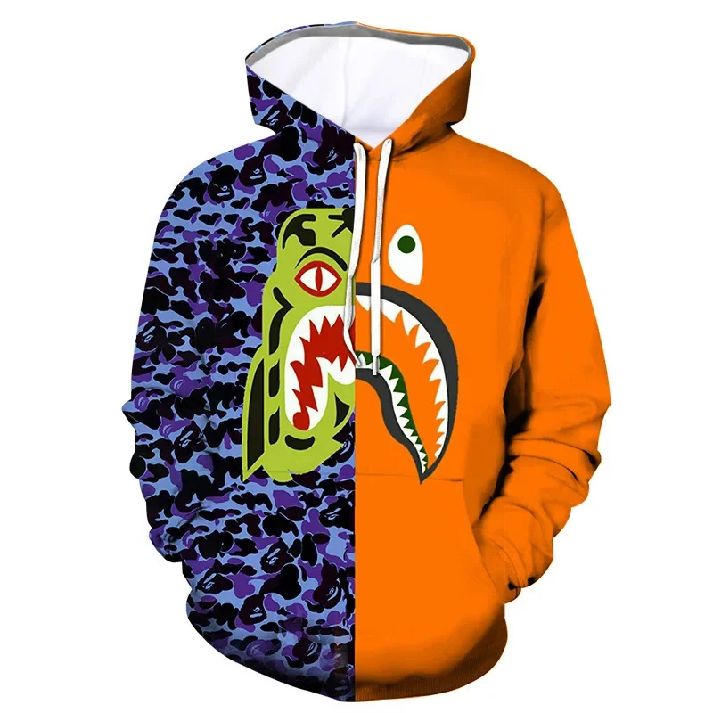 Spring Fall 3d Printed Shark Series Hoodie Loose Sweatshirts Men's 3d Hoodie With Drawstring And Pocket Unisex Pullover Clothing