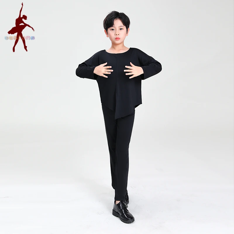 Profesjonalne męskie czarne spodnie do tańca latynoamerykańskiego Chłopcy Dorośli Satynowe spodnie do tańca towarzyskiego Salsa Tango Rumba Samba Cha Cha Garnitury latynoamerykańskie