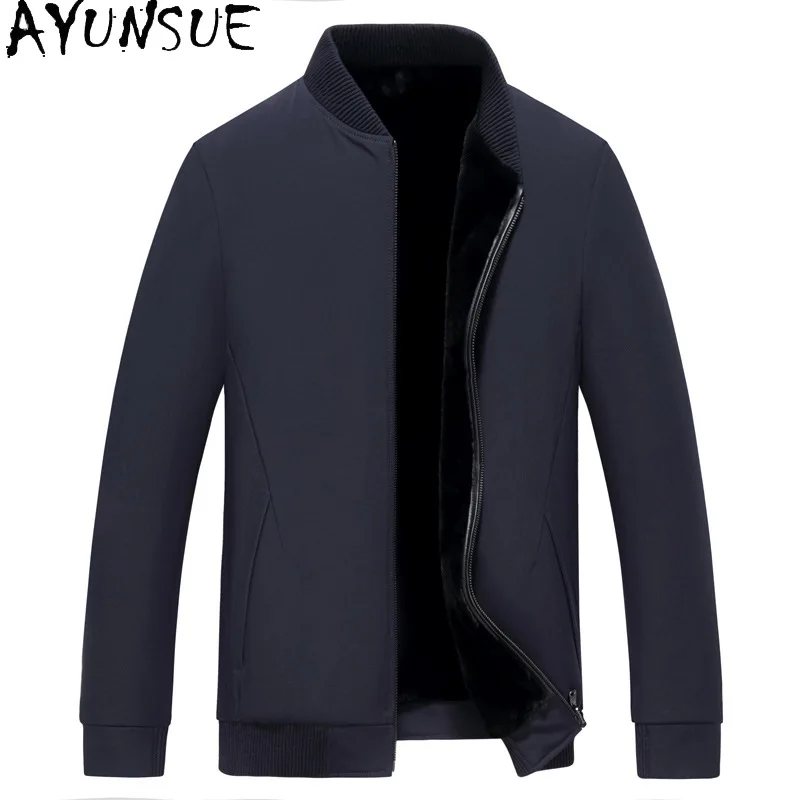 AYUNSUE Men Real Fur Jacket High Quality Natural Mink Fur Liner Jackets Stand Collar Winter Jacket for Men New Chaquetas Hombre