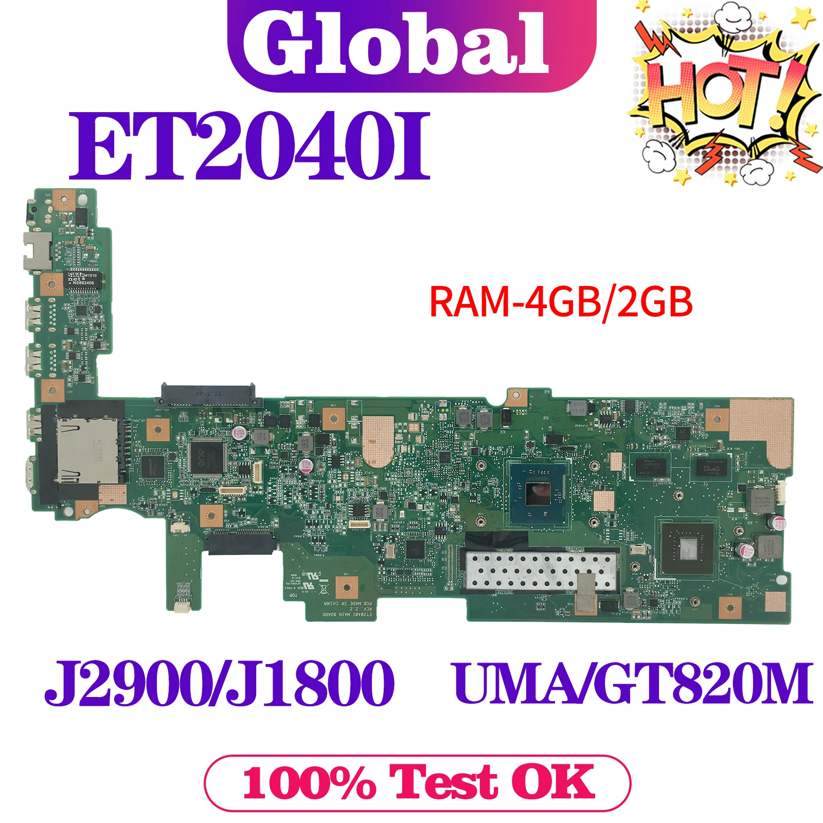 KEFU ET2040I Mainboard For ASUS ET2040INK ET2040IUK ET2040 All-in-one Computer Motherboard J2900 J1800 2G/4G-RAM UMA/GT820M