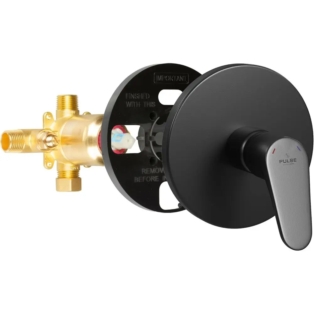 Matte Black Round Mixing Valve Rough-In Trim Kit, 1/2 NPT