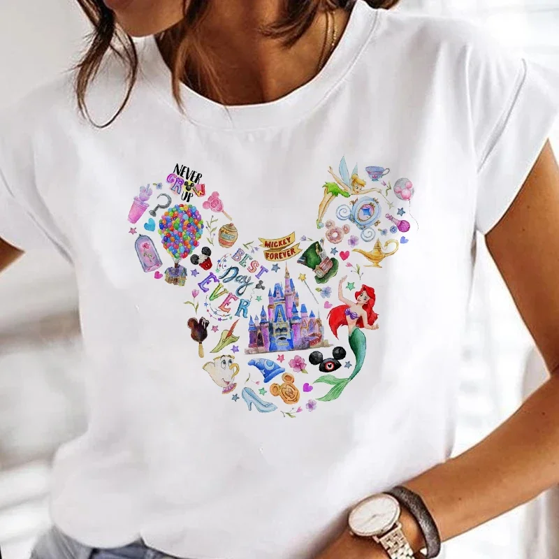 T-Shirt da donna Mickey Minnie Mouse Head Print Summer Casual Clothes estetica Fashion T Shirt donna top Tees