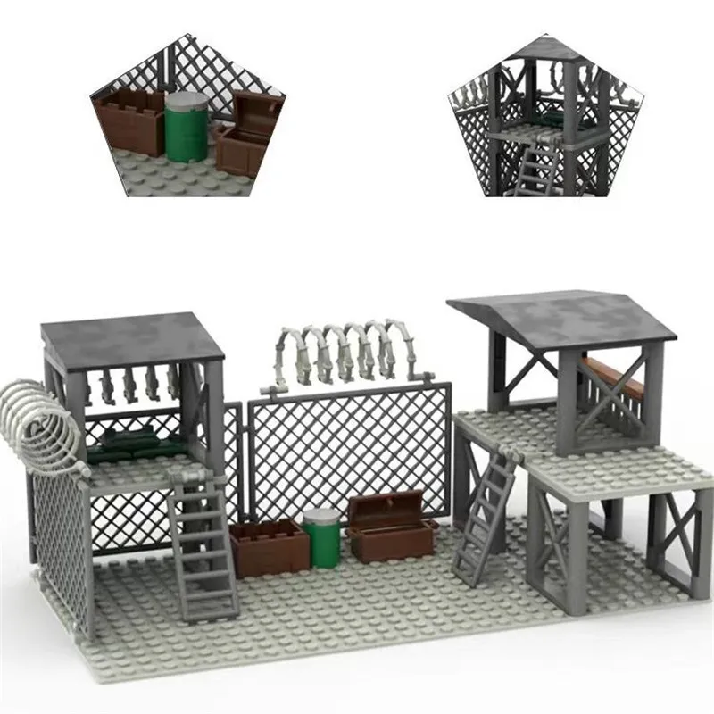 

MOC Parts Military Battlefield WW2 Guard Tower Weapons Fortress Blockhouse Model Building Blocks Army Bricks Toy Kids Gift