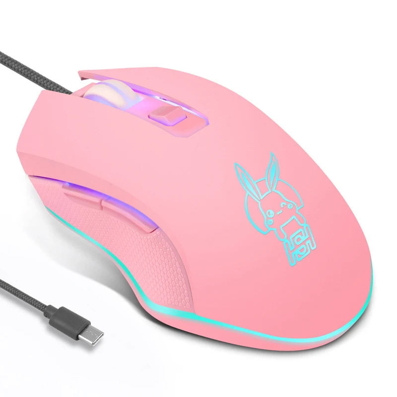 USB Type-C Wired Mouse Colorful Glowing Gaming Mouse New Cute Kaqiu Mouse Optical Mouse Dazzling Gamer Cute Mouse