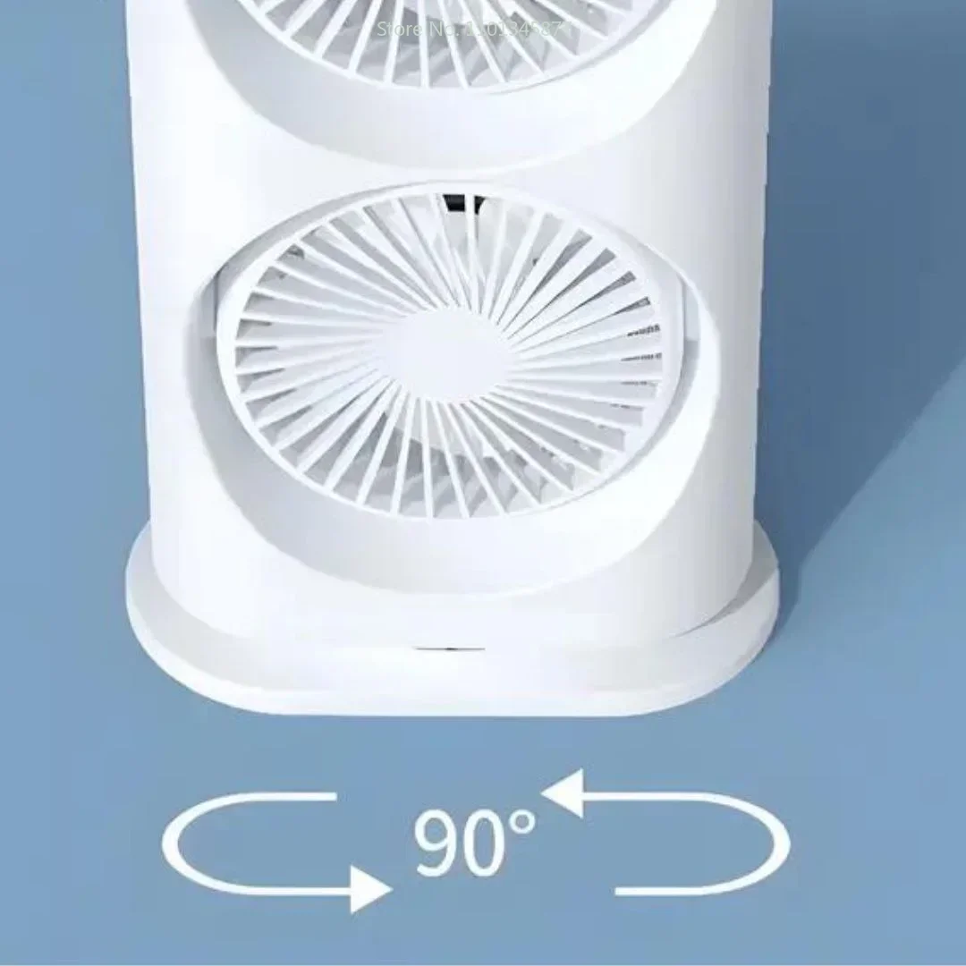 Ventilador recargable con rociador de agua, dispositivo eléctrico de doble cabezal, giratorio, remoto, torre doble