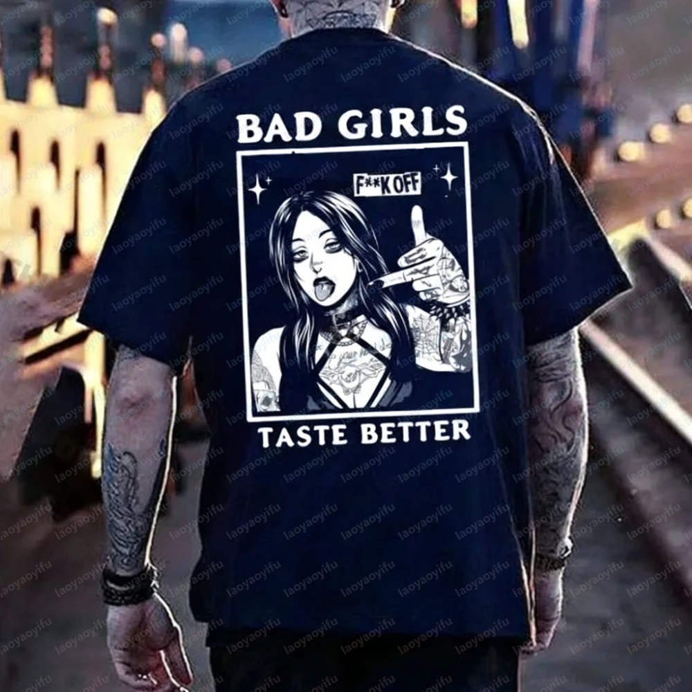 Vintage Bad Girls Taste Better Sweatshirt Edgy Tattoo Lover Tee for Women Retro Bold Attitude Graphic Rebel Girl Aesthetic Shirt