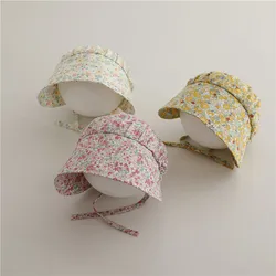 Summer Thin Boy Girl Children Floral Print Big Eaves Soft Caps Fashion Cotton Sunscreen Hat Infant Casual Caps Kid Flower Hats
