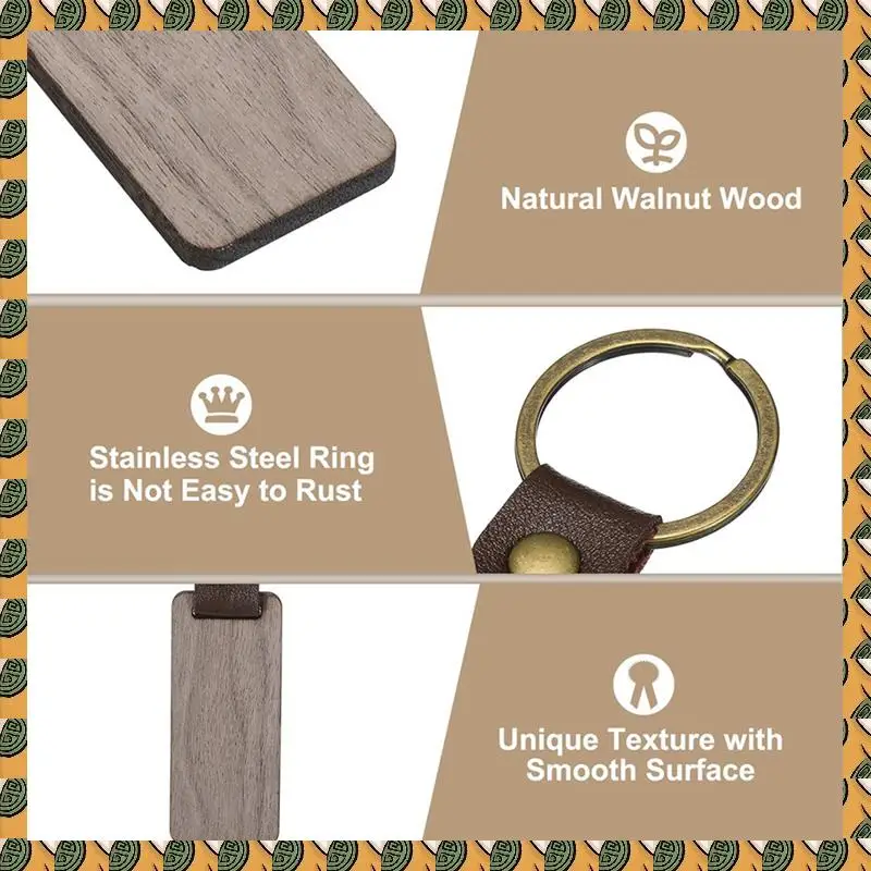 

A77I 60X Wood Keychain Blanks Wooden Keychain Blanks Personalized Keychain Tags Small Key Chain Bulk For Laser Engraving