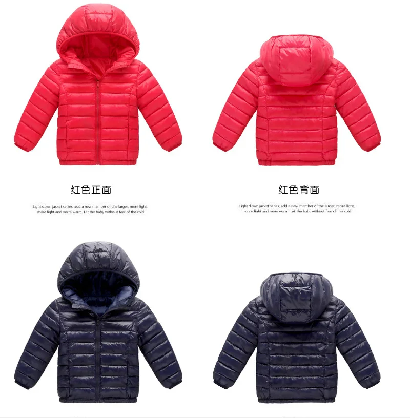 Big Kids Down Jackets Autumn Coats Girls Boys Clothing Children Hooded Thin Cotton Outerwear Boys Warm Snowsuit 2-12 Years