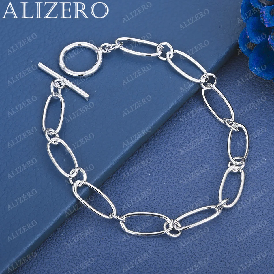 

ALIZERO 925 Sterling Silver Bracelet Simple Chain Bracelets For Women Men Fashion Wedding Party Fine Jewelry Gifts