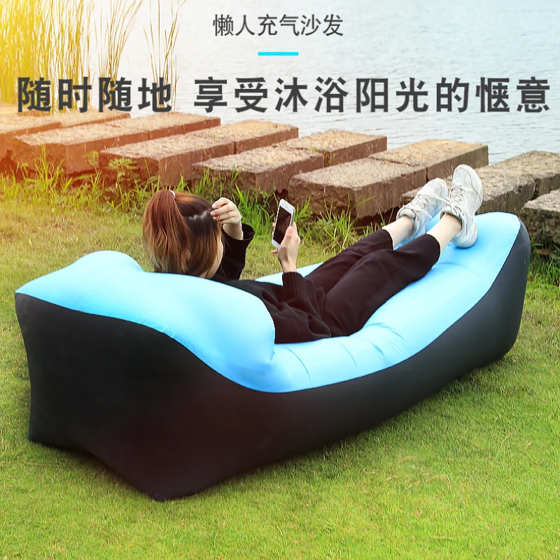 Outdoor Pillow Shaped Inflatable Sofa, Air Mattress, Lazy Person Lounge Chair, Portable Folding Camping Cots