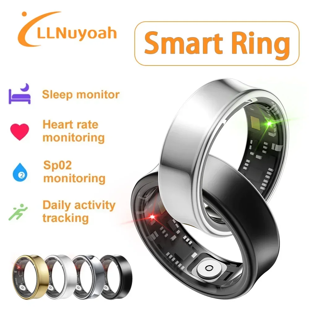 llNuyoah New Smart Ring SR05 with Charging Case for Men Women Heart Rate and Blood Oxygen Monitor IP68 & 5ATM Waterproof Sport