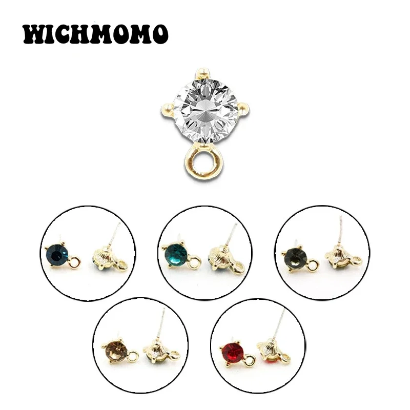 New 11mm 6 Pieces High Quality Zinc Alloy Inlay Glass Crystal Earring Base Connectors for DIY Earring Jewelry Accessories