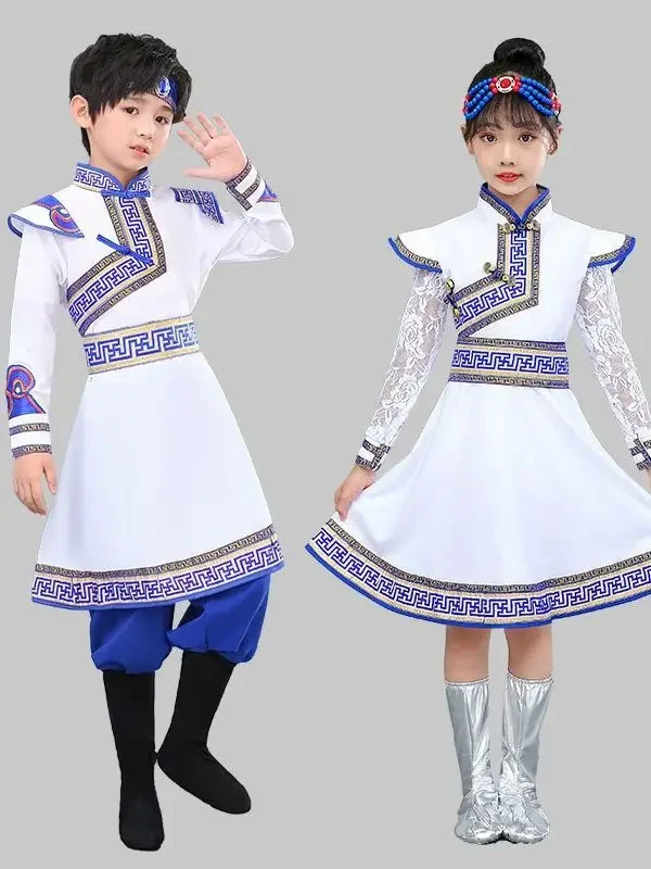 男の子と女の子のためのエスニック結合パフォーマンス服、モノガンダンス服、タイベザンコスチューム