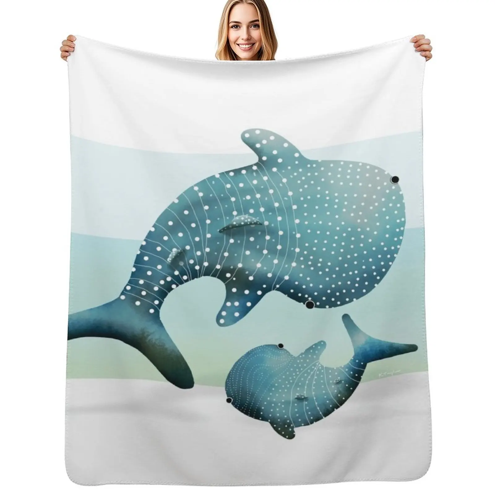 Whale Sharks Throw Blanket Wrinkle Resistant Lightweight Blanket