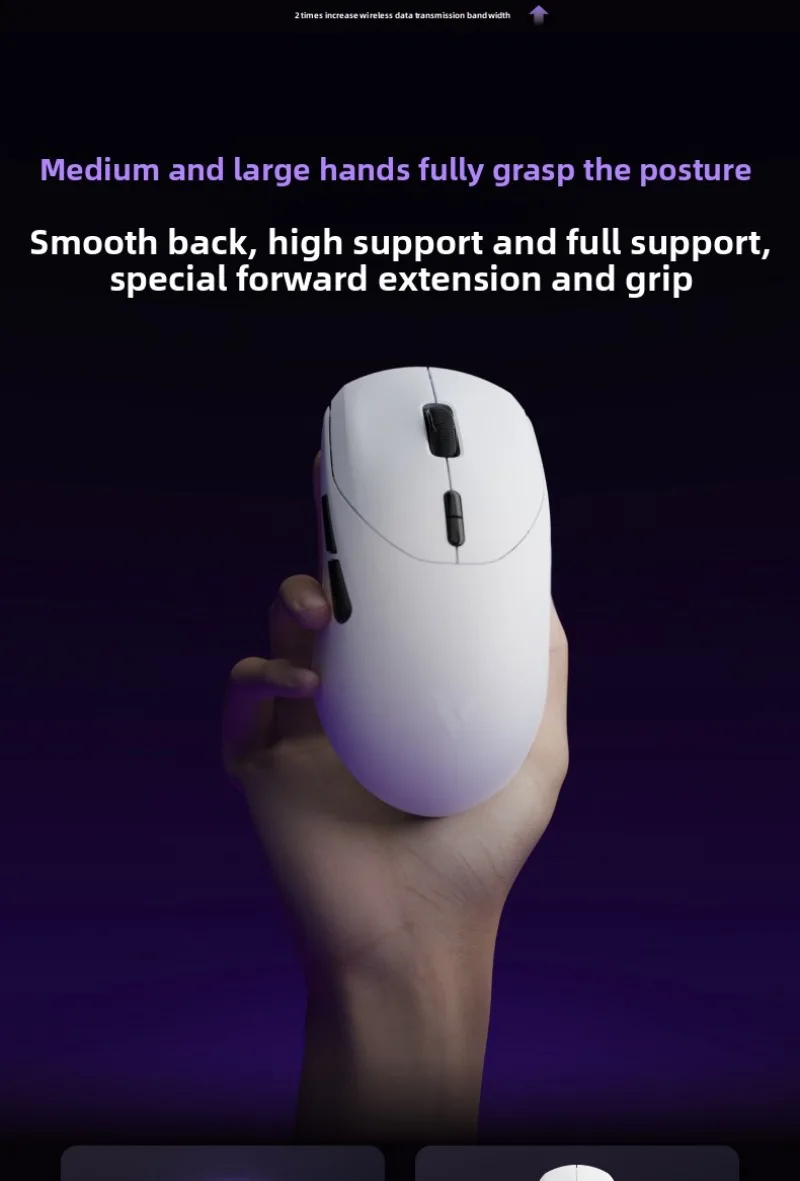 Rapoo VT9 MAX Wireless Gaming Mouse PAW3395 Dual 8KHz Polling Rate 53g Lightweight Ergonomic Esports Mice for Medium Large Hands