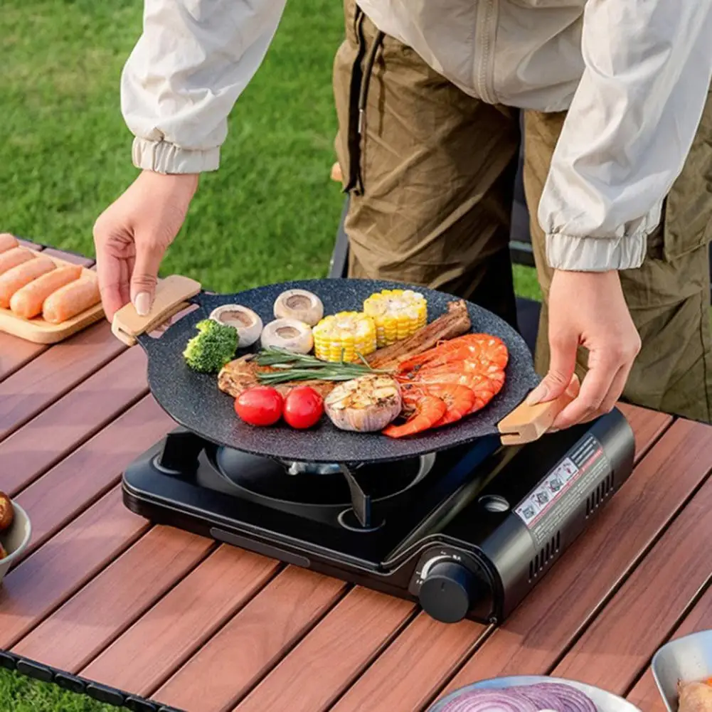 28-38cm Korean Style BBQ Grill Pan For Stove Top Large Camping Baking Frying Pan Cast Iron Multipurpose Griddle Kicthen Supplie