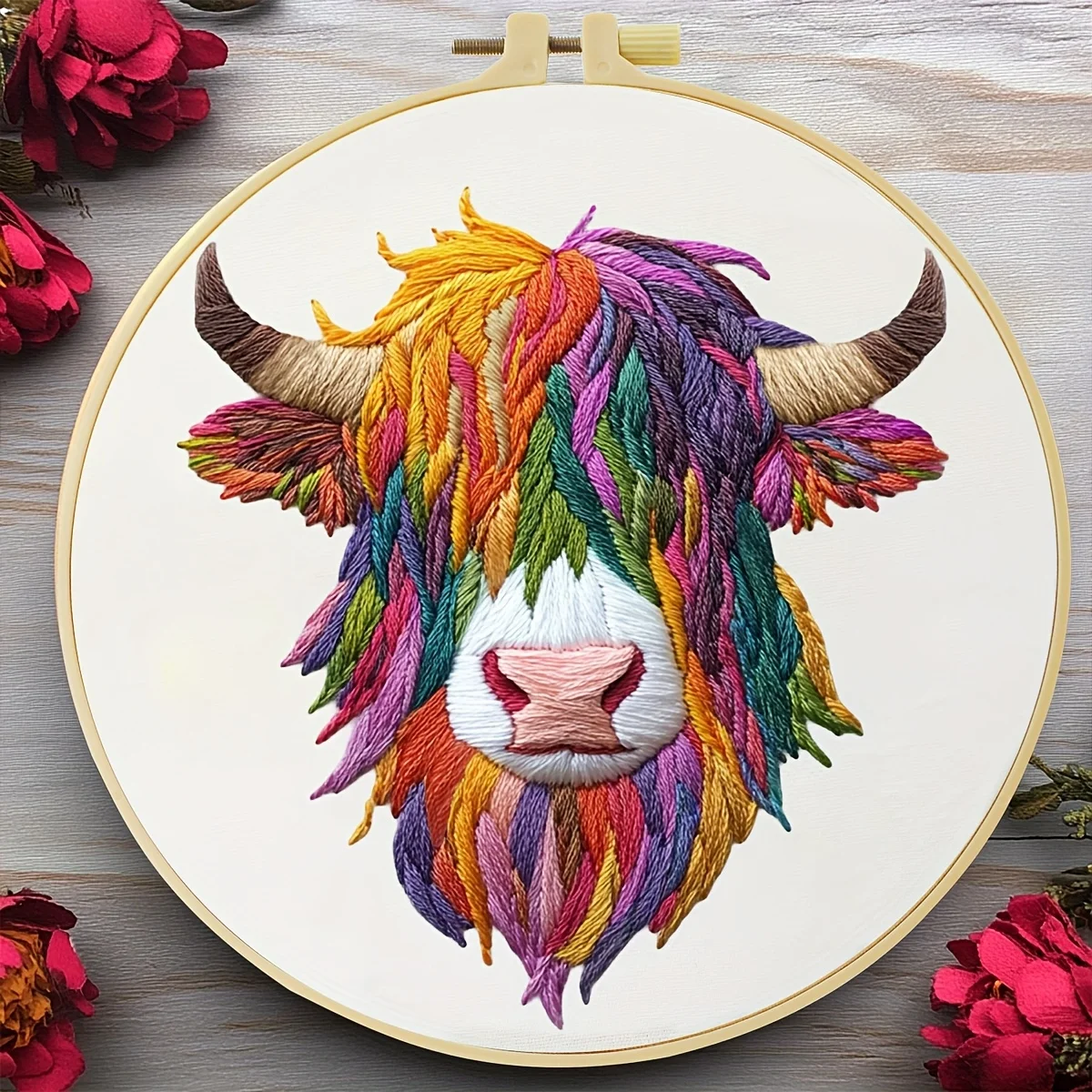 DIY-Stickerei-Set mit komplettem Zubehör, vorgedrucktem Muster, Stickrahmen, Faden, Nadeln, Handarbeit, Heimdekoration, Geschenk