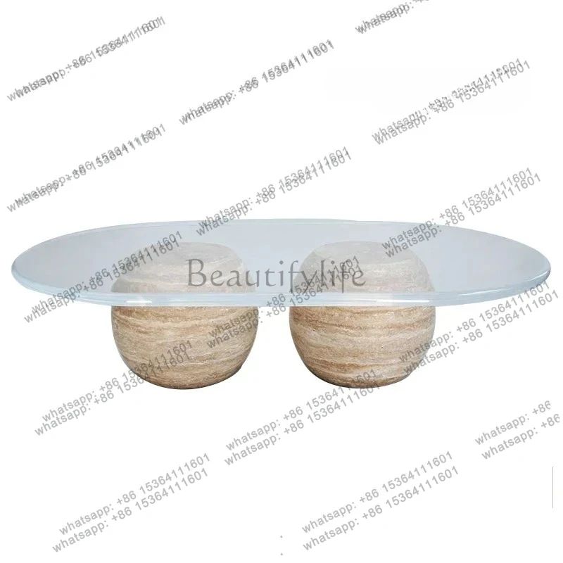 

Nordic Creative Natural Cave Stone Tea Table Light Luxury Living Room Simple Tea Table Silent Style Marble