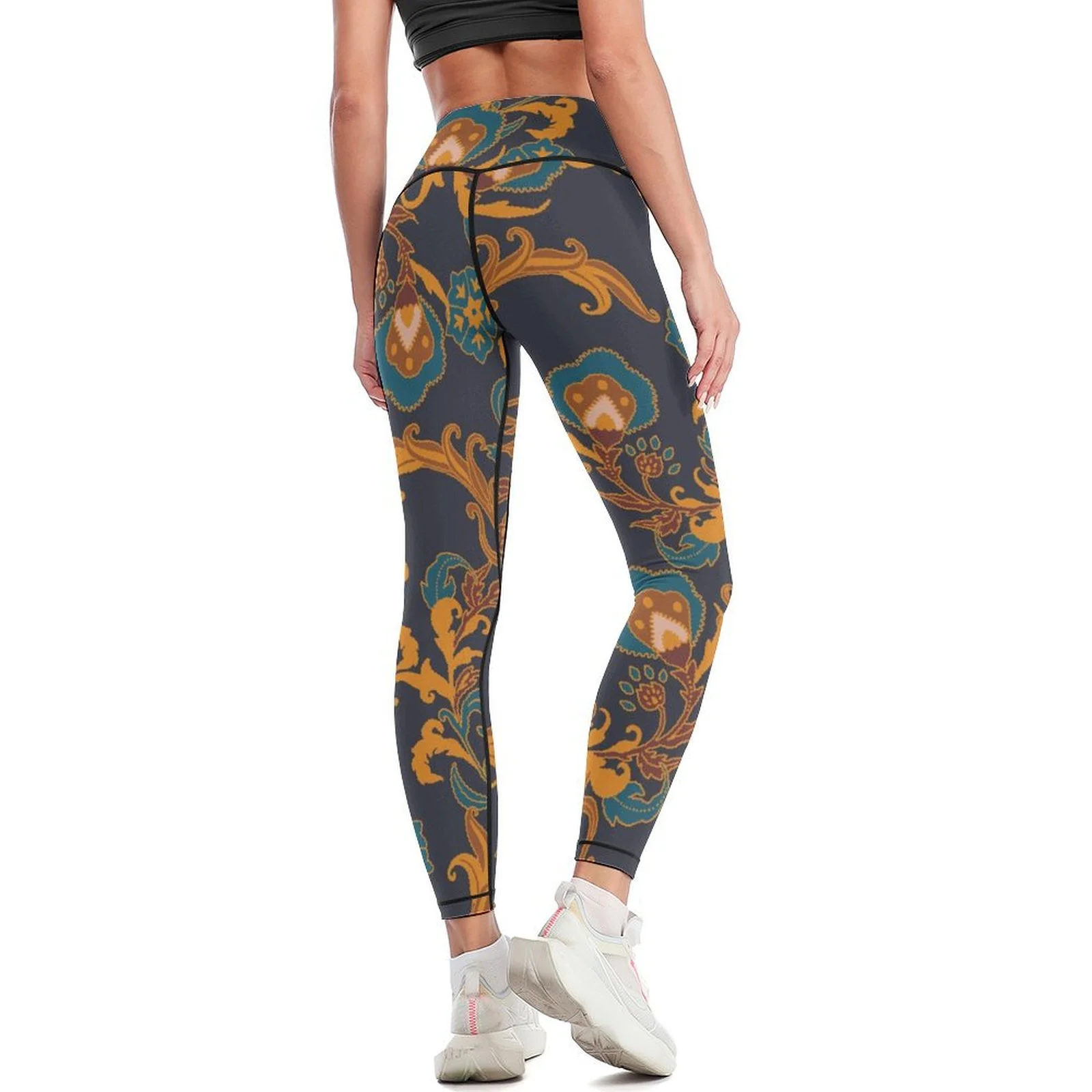 Buysing Sexy Leggings Calças Paisley Calças Inverno Cintura Skinny Ginásio Lazer Calças Justas Térmicas Yoga Roupas para Mulheres