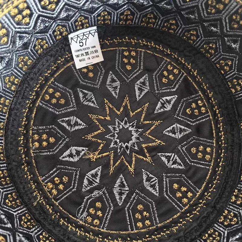 Muslim Caps For Men Colthing Hat Tax Products Turkey Kufi Islamic Kippah Jewish Embroider Luxury Black 03517