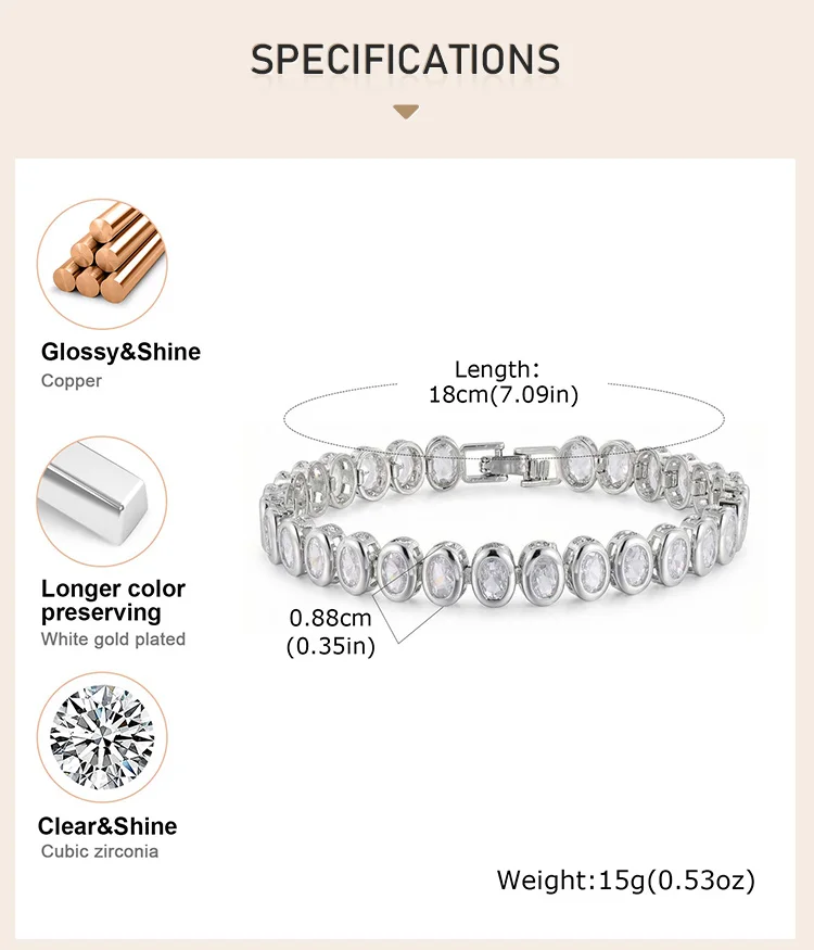 Tennis-Armband für Damen, Silberbeschichtet mit Kubischem Zirkonia, Anlaufbeständig, Wasserfest, Klobige Kette, Hip-Hop-Schmuck – Detail 3