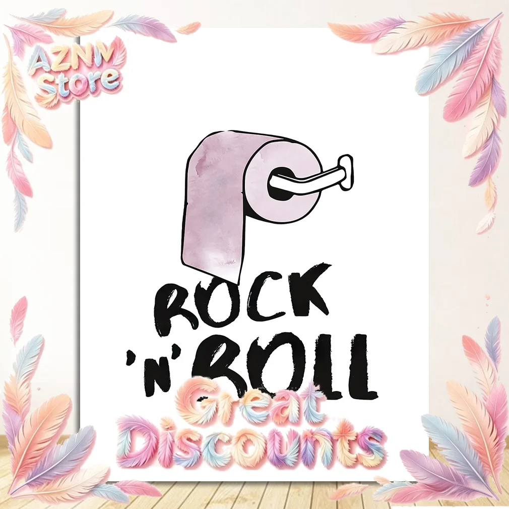 2026 Funny Toilet Bathroom Rock and Roll Minimalism Minimalist Aesthetics Print Canvas Painting  Living Room Modern Home Decor