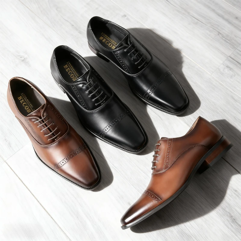 

Men's Genuine Leather Business Formal Shoes English Style Carved Gentleman Wedding Party Lace-up Leather Oxford Shoes for Men