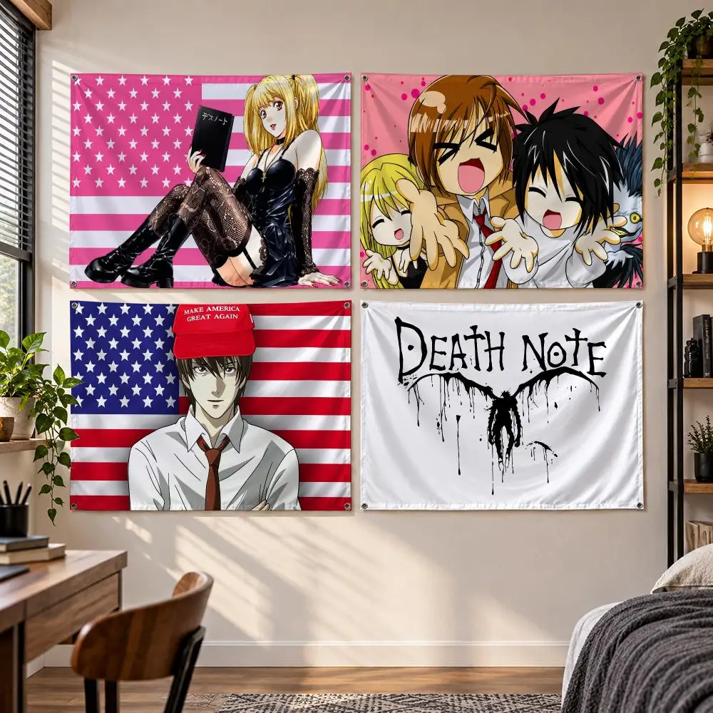 Anime D-Death Note Flags Banner Decor for Bedroom,Garden,Party,Club,Gaming Room,Indoor Outdoor