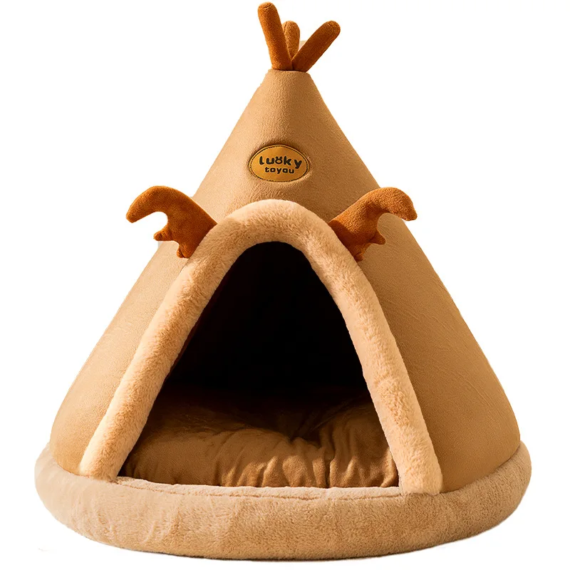 

Cat Cave Portable Winter Elk Yurt Pet House Washable Pet Tent Cave Reusable Cats House Sleeping Nest For Medium Large Cats